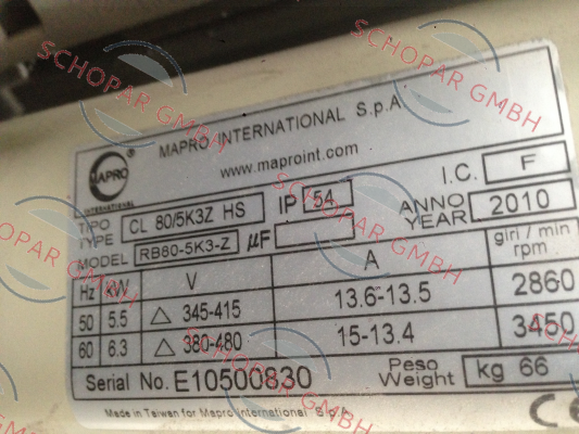 MAPRO International-CL 80-5K3-Z HS price