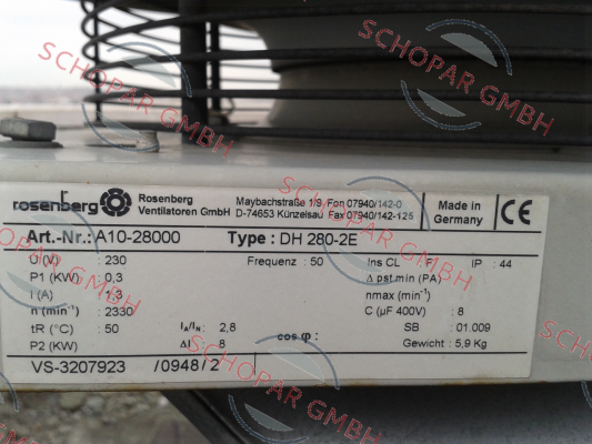 Rosenberg-DH 280-2E, A10-28000 obsolete, replacement DH 280-2 E.3EF IP44  price