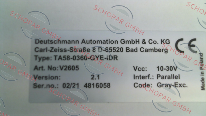 Deutschmann-V2605 / TA58-0360-GYE-IDR price
