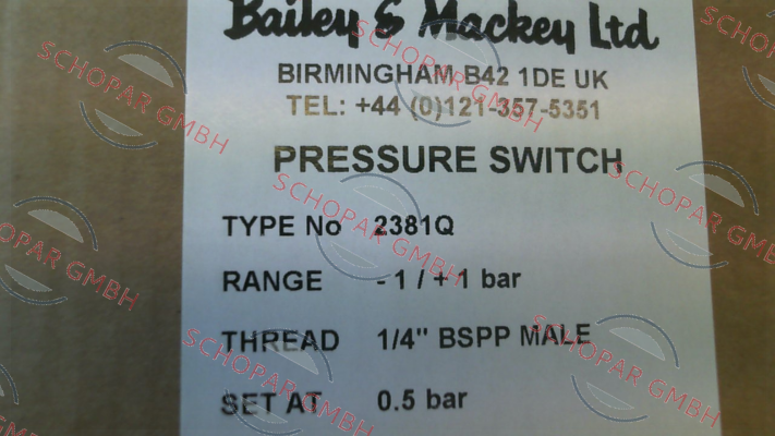 Bailey & Mackey-Type 2381Q (05 87940 165) price