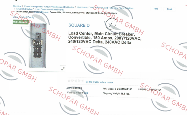 Square D (Schneider Electric)-QO330MQ150 price