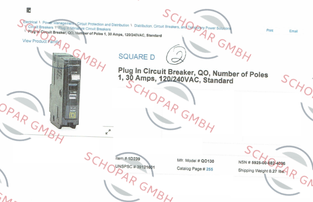 Square D (Schneider Electric)-QO130  price