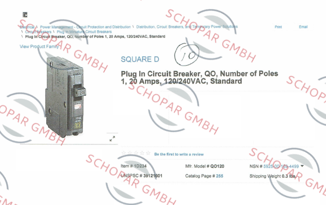 Square D (Schneider Electric)-QO120  price
