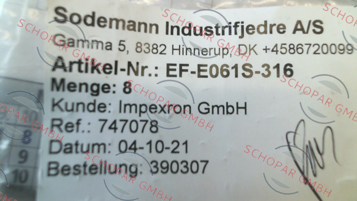 Sodemann-EF-E061S-316 price