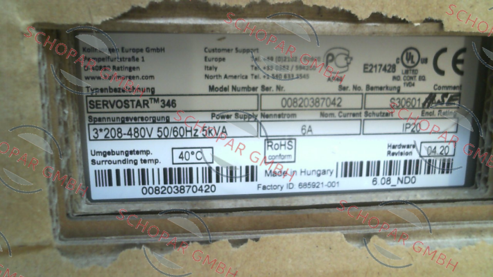 Danaher Motion-SERVOSTAR-346-NA price