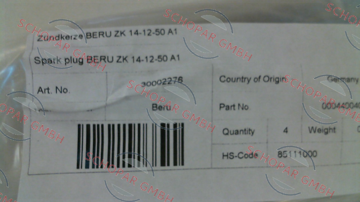 Beru-30002276 / ZK 14-12-50 A1 price