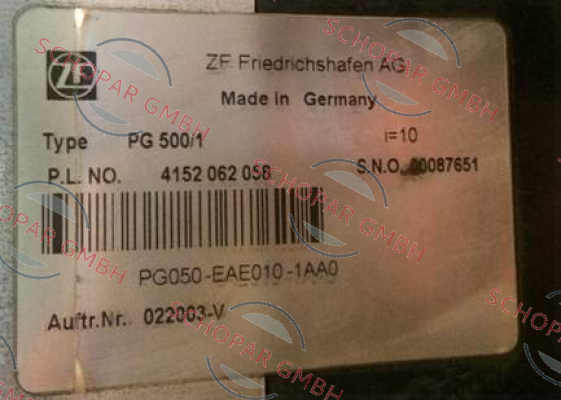 ZF Friedrichshafen- PG 500/1  price