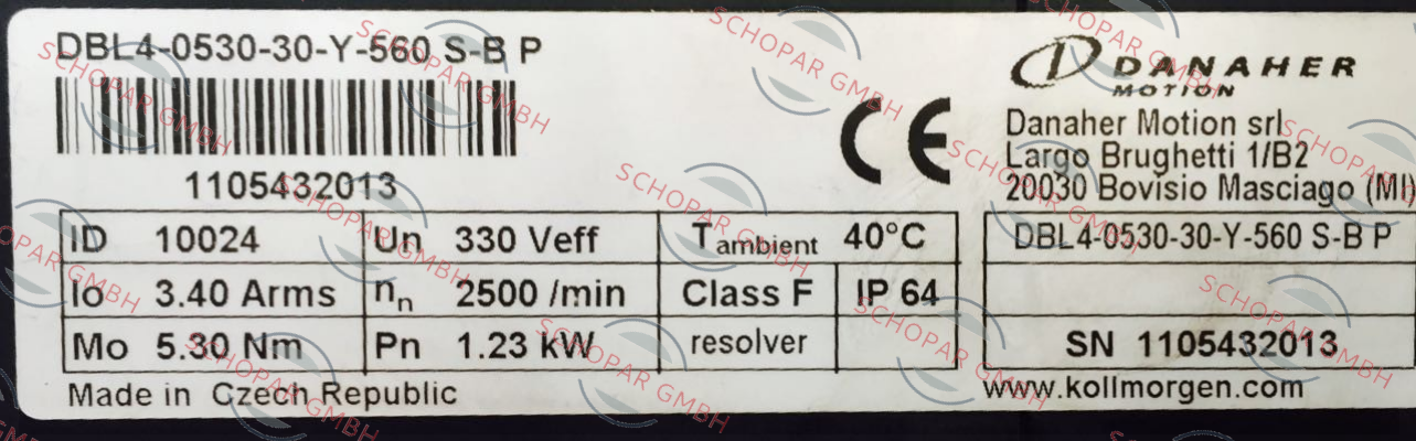 Danaher Motion-DBL4-0530-30-Y-560S-B-P price