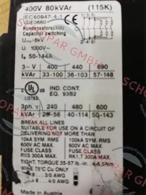 Benedict-K3-115K00 230VAC price