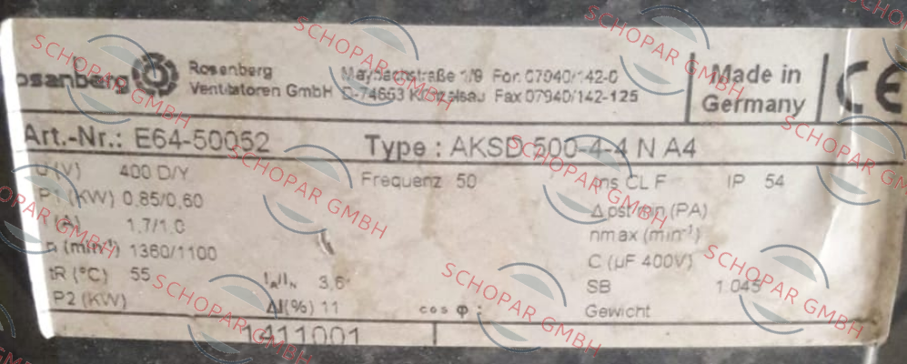 Rosenberg-E64-50052  / AKSD 500-4-4 N.5HA A4 price
