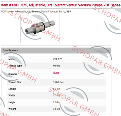 VACCON-I-VDF 375 price