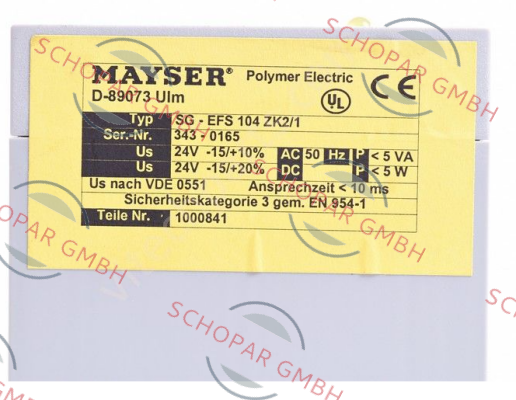 Mayser-SG-EFS 104 ZK2/1 24V DC 1.2 k0hm  price