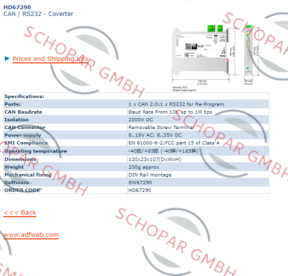 ADFweb-HD67290  CAN / RS232 price