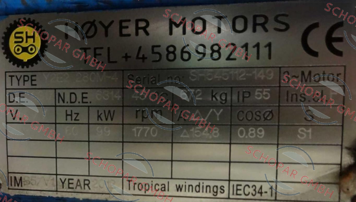 Hoyer Motors-Y2E2 280M-4 Serial No:sh545112-149 price