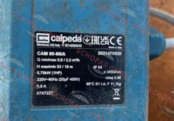 Calpeda-CAM 90-60/A Serial No:2021478920 price