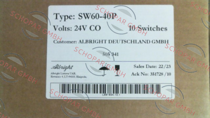 Albright-505341 SW 60-40 P 24V CO price