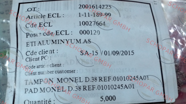 MATTEI-Article ECL:1-11-189-99 for M 400 L  price