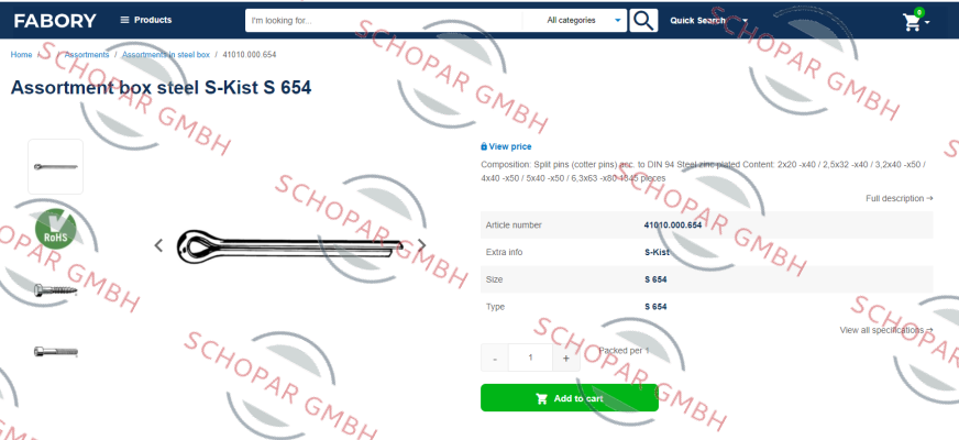 Fabory-41010000654 price