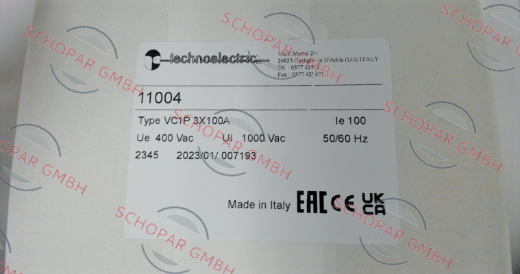 Technoelectric-VC1P 3X100A price